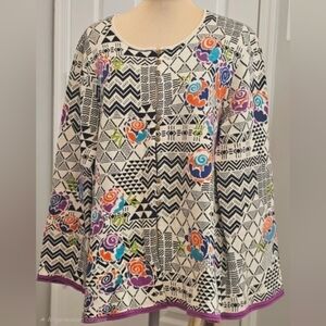 Gudrun Sjöden  Knit Cardigan INKA, MULTI COLOR  SZ L,  100% cotton